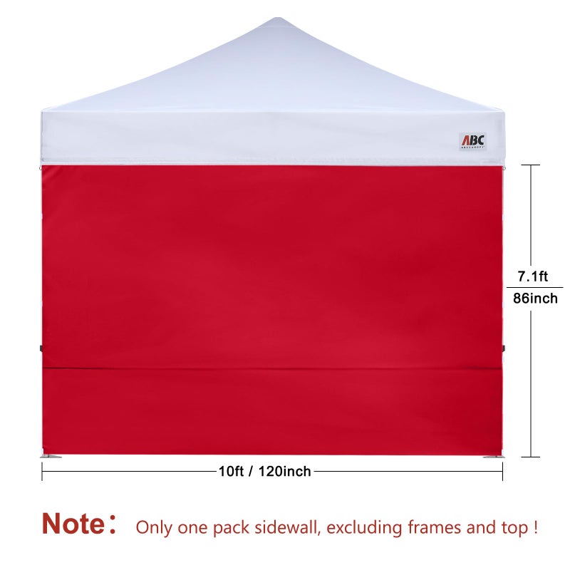 ABCCANOPY Instant Canopy SunWall 10x10 FT, 1 Pack Sidewall Only, No Frame or Top, Red - Image 2
